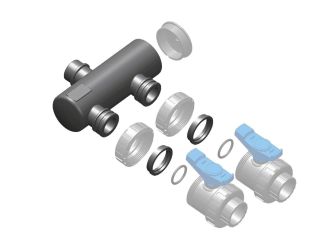 Collector pipe - connection 63mm by gluing, 2x direct connection of valve 50mm