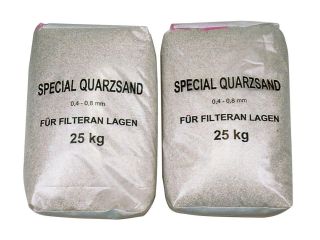Filter sand - fraction 0.6-1.2 mm - packed in 25 kg bags.
