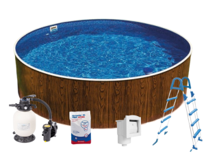 Above Ground Steel Wall Pool Azuro Wood Set Ø3,6x1,2 m (12 ft) with filter