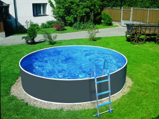 Above Ground Steel Wall Pool Azuro Graphite Set Ø5x1,2 m with filter