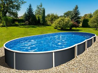Above Ground Steel Wall Pool Azuro Graphite Set Ø5,5x3,7x1,2 m with filter