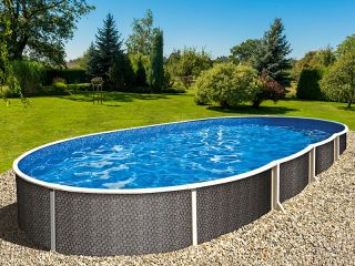 Above Ground Steel Wall Pool Azuro Rattan Set Ø5,5x3,7x1,2 m with filter and heat pump
