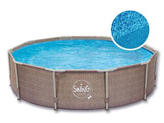 ELITE - WICKER FRAME POOL - 4.88 x 1.22m, Wicker dark (Double Rattan)