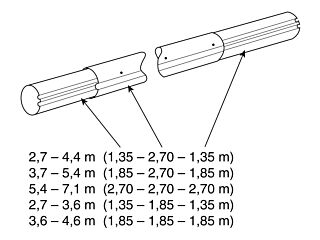 Telescopic Extending Pole - Length: 2.7-4.4 m (anodized aluminum)