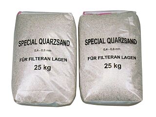 Filter sand - fraction 0.6-1.2 mm - packed in 25 kg bags.