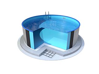 Ibiza round - 6.00 x 1.50 m - wall thickness 0.75mm, top combi blue rails P1/P3, bottom rails, without holes for skimmer and backjet