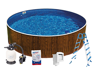 Above Ground Steel Wall Pool Azuro Wood Set Ø4,6x1,2m (15 ft) with filter